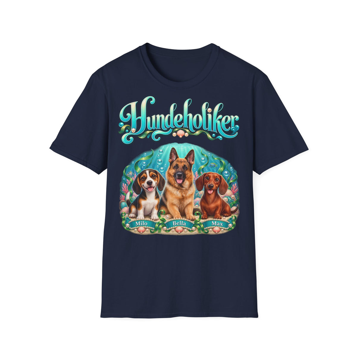 Personalisiertes T-Shirt mit Hunden – Hundeholiker Unterwasserwelt
