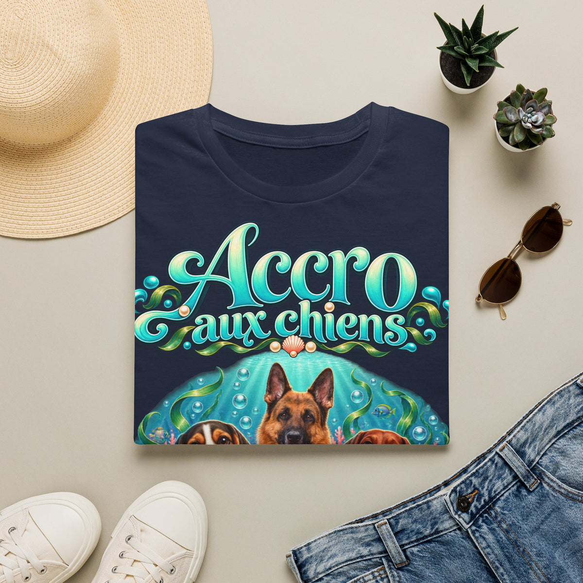 T-shirt perso personnalisé – Chiens dans l'océan – photo 2