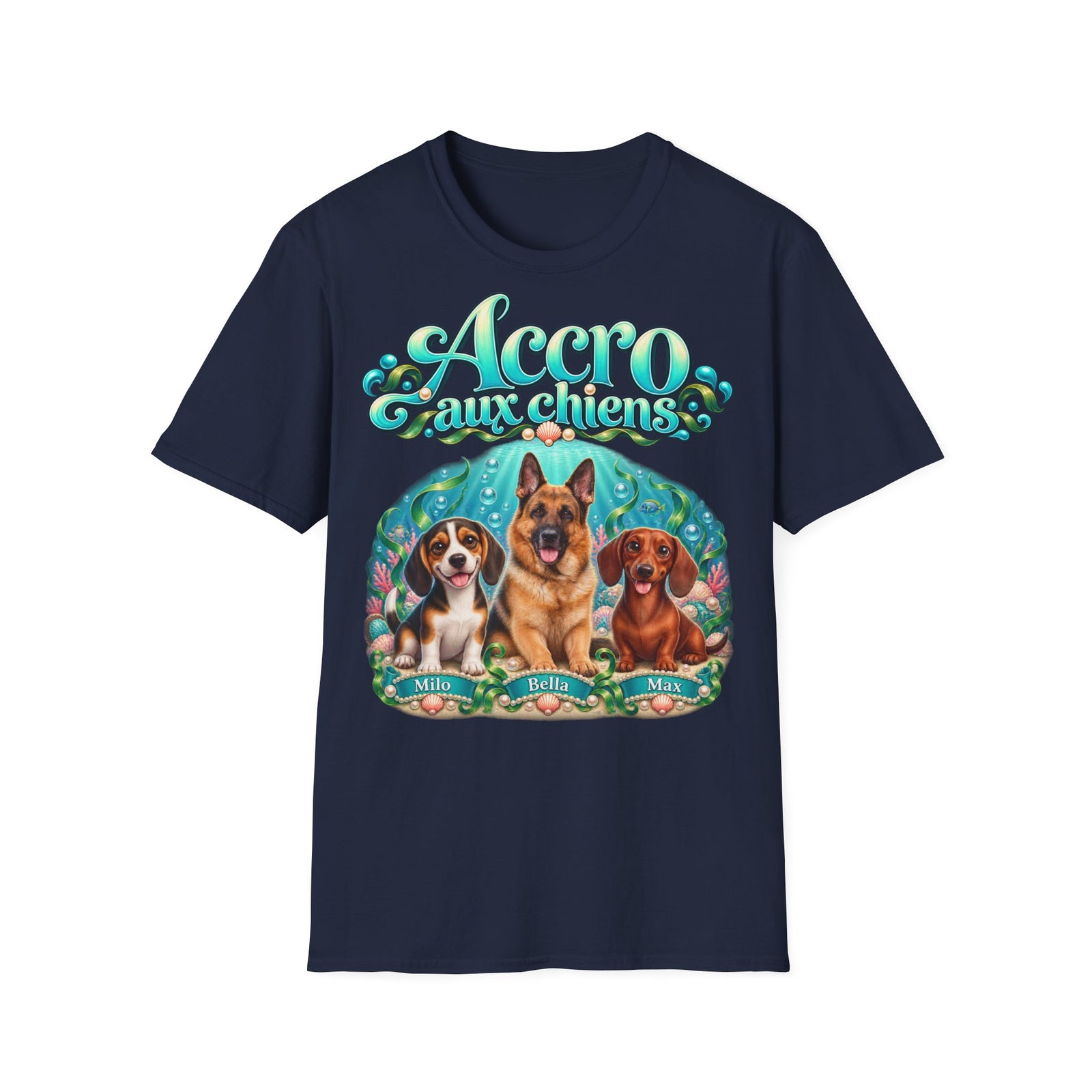 T-shirt perso personnalisé – Chiens dans l'océan