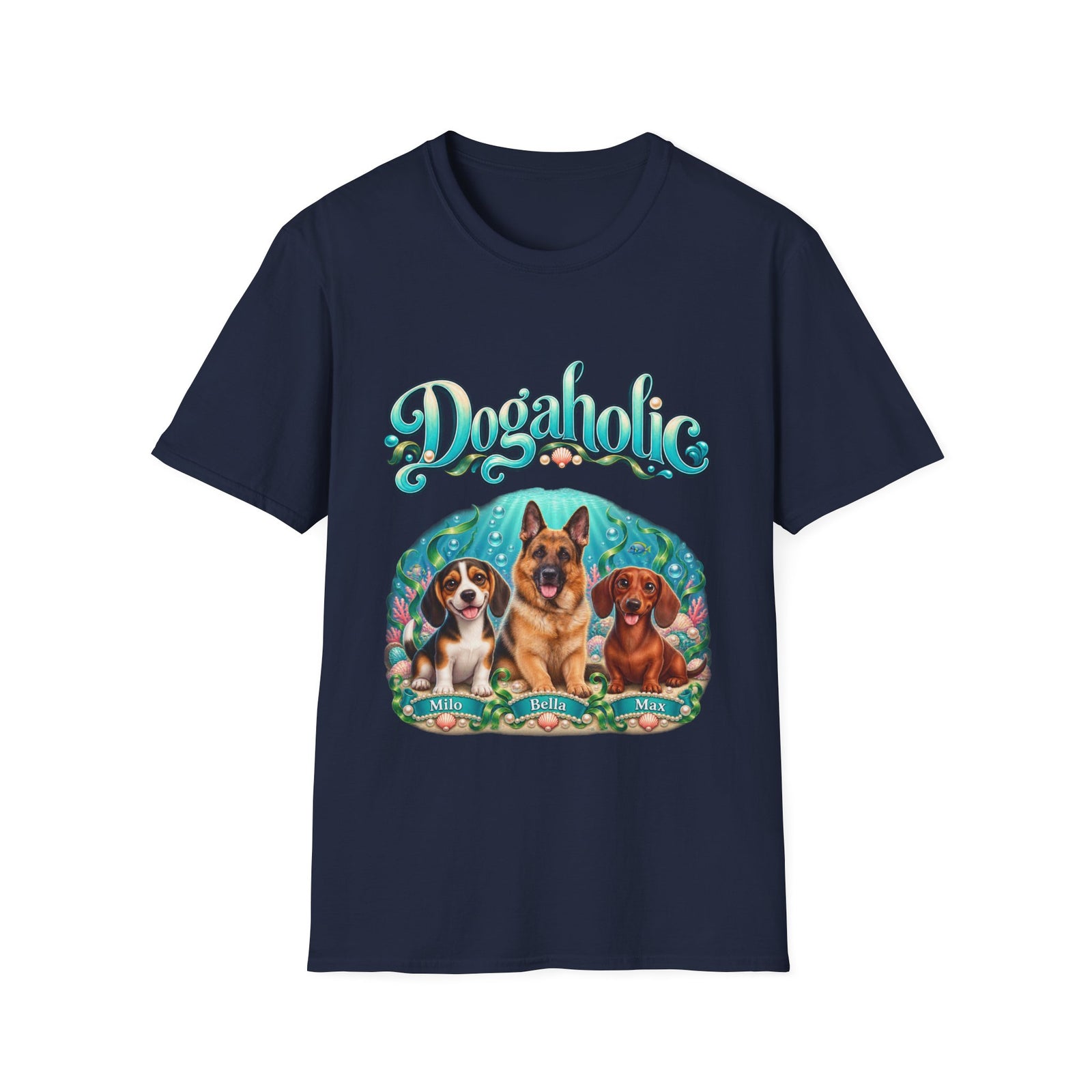 Personalized Graphic Tee – Dogaholic Mermaid Dogs – photo 4