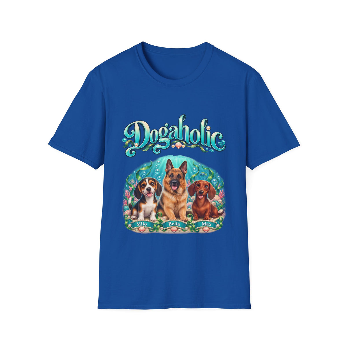 Personalized Graphic Tee – Dogaholic Mermaid Dogs – photo 7