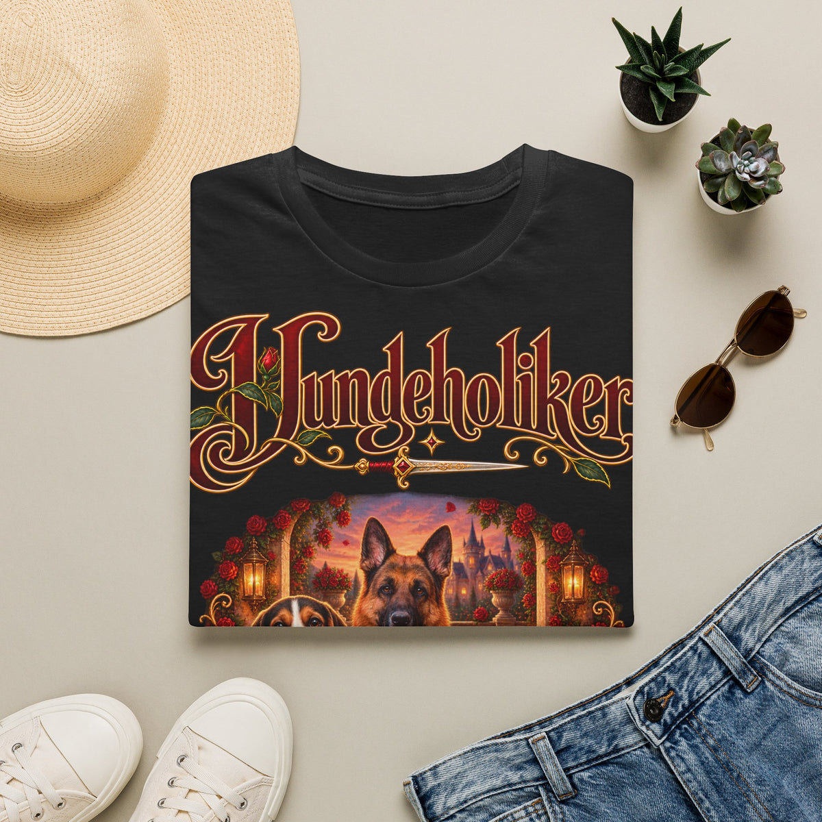 Personalisiertes T-Shirt – Hundeholiker mit Rosen – Foto 14