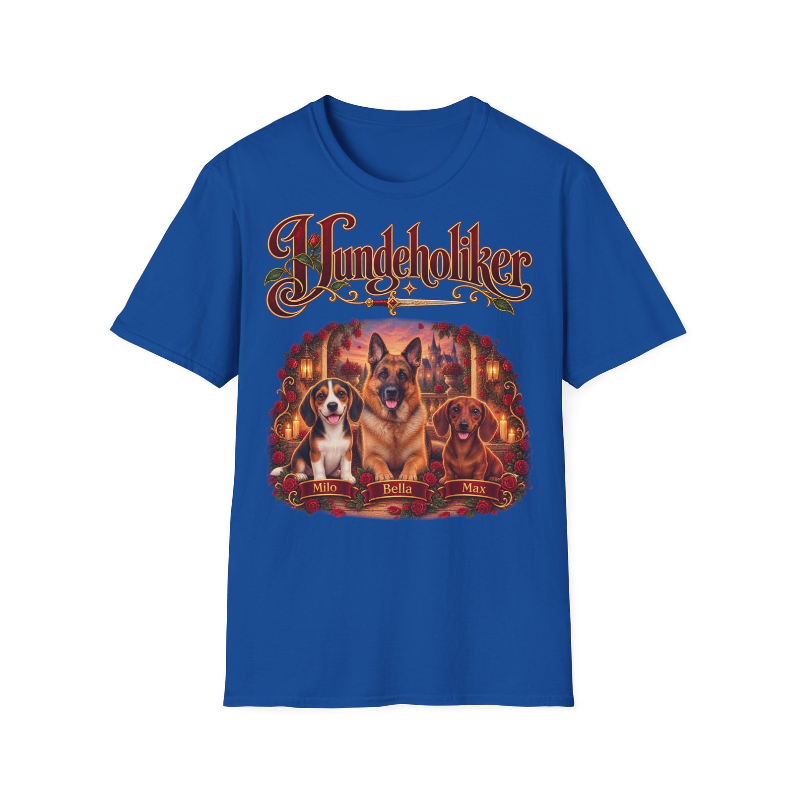 Personalisiertes T-Shirt – Hundeholiker mit Rosen – Foto 4