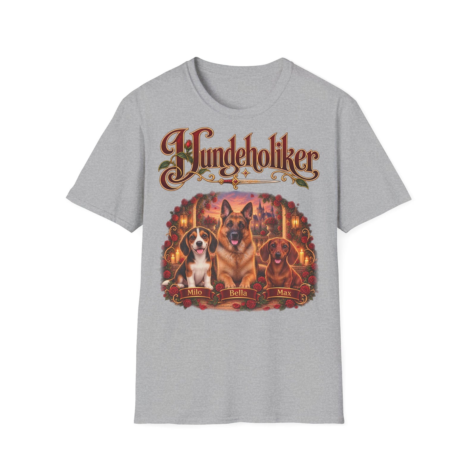 Personalisiertes T-Shirt – Hundeholiker mit Rosen – Foto 7