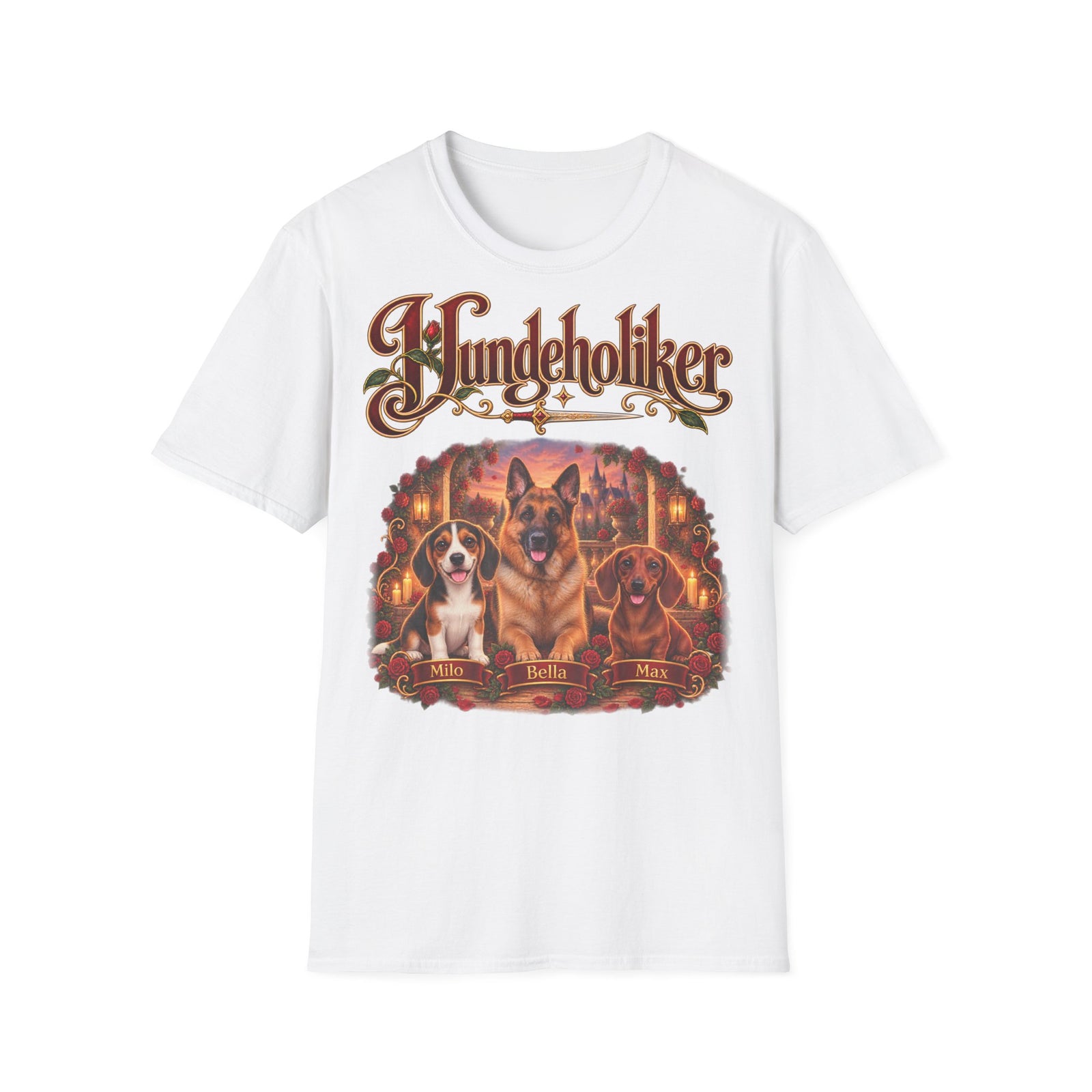 Personalisiertes T-Shirt – Hundeholiker mit Rosen – Foto 10