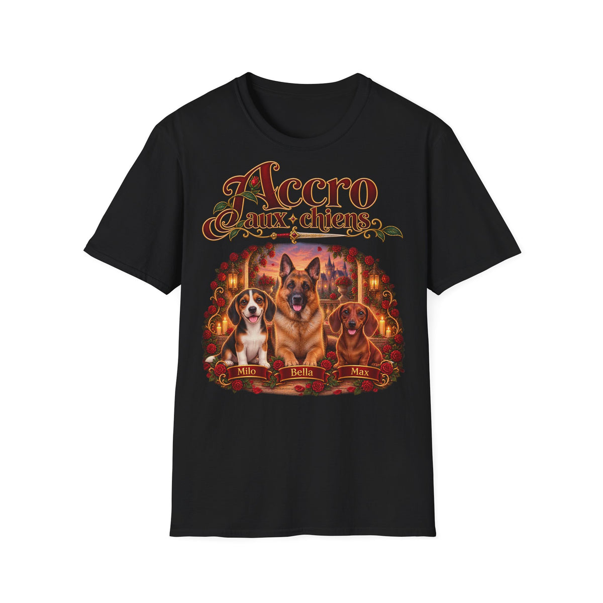 Tee shirt personnalisé – Chiens et roses rouges – photo 13