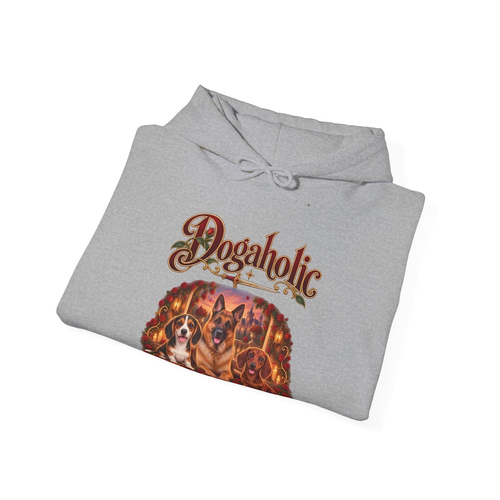 Personalized Graphic Tee – Dogaholic Rose Fantasy – Hoodie Sport Grey