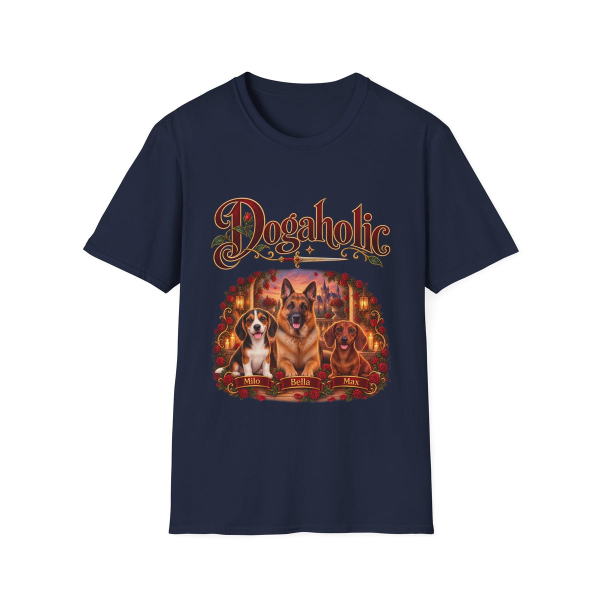 Personalized Graphic Tee – Dogaholic Rose Fantasy – photo 4