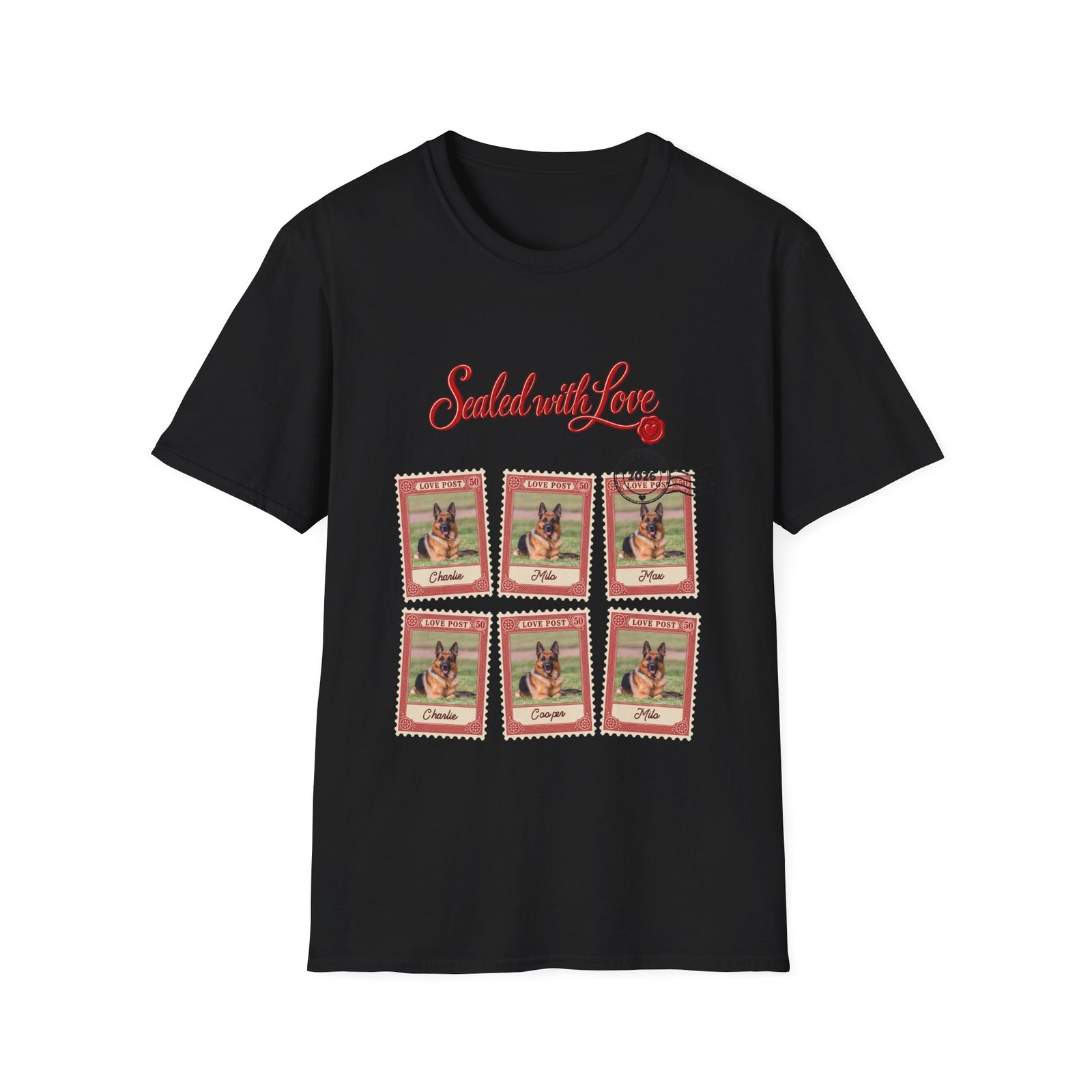Personalized Graphic Tee – Sealed with Love Dog Stamps – photo 16