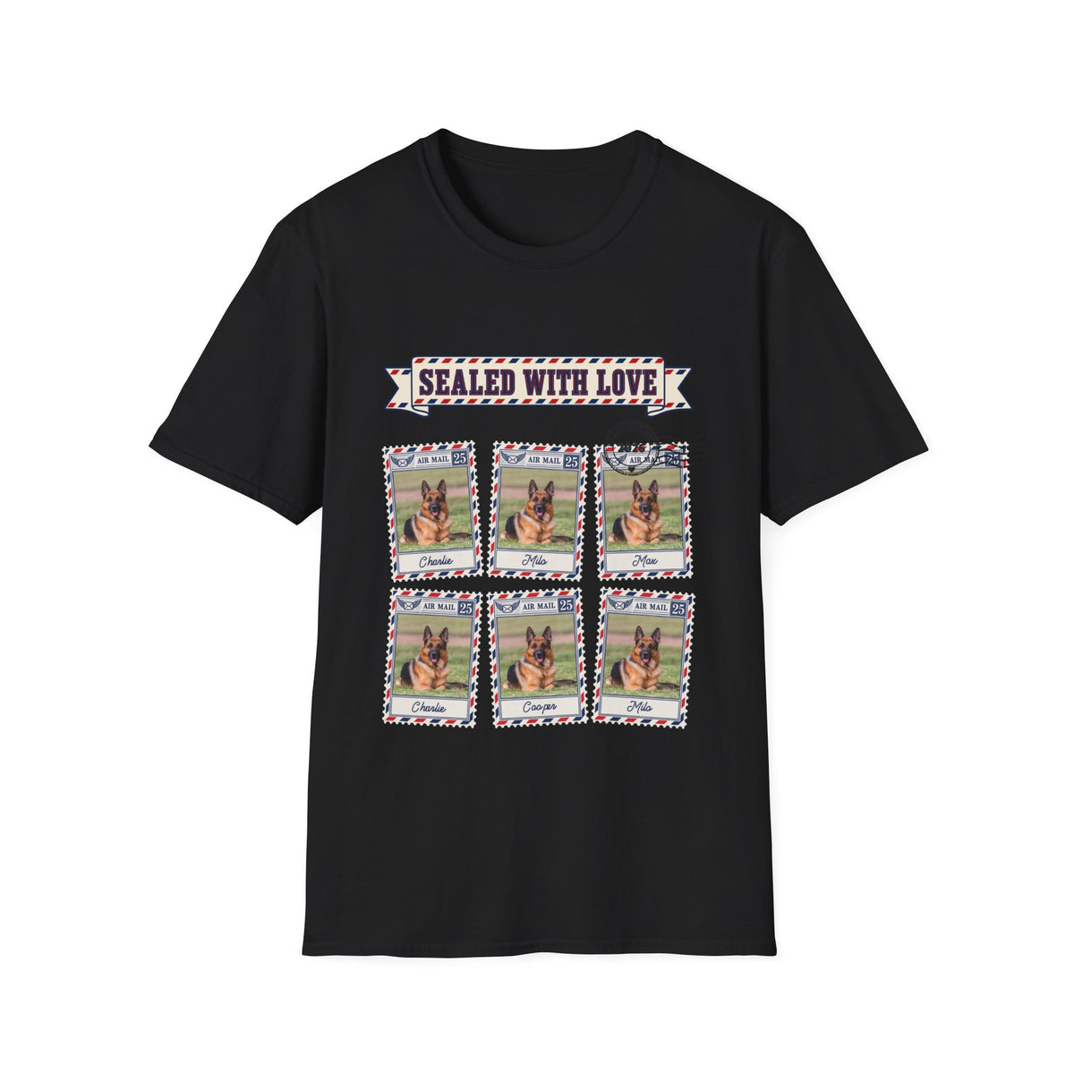 Personalized Graphic Tee – Dog Air Mail Stamps – Foto 16