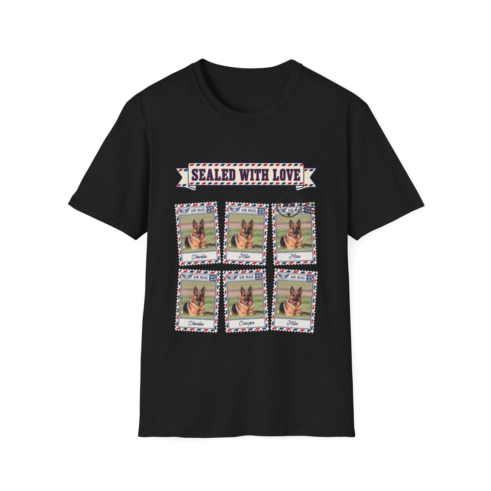 Personalized Graphic Tee – Dog Air Mail Stamps – Foto 16