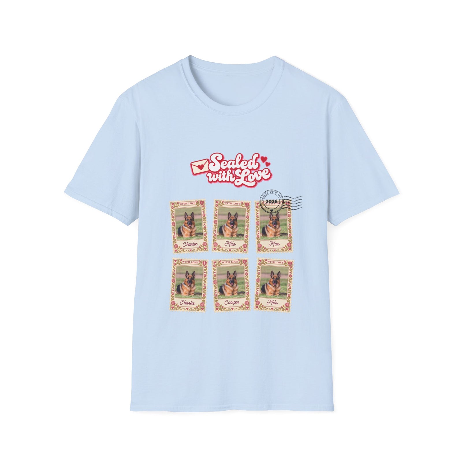 Personalized Graphic Tee – Sealed with Love Stamps