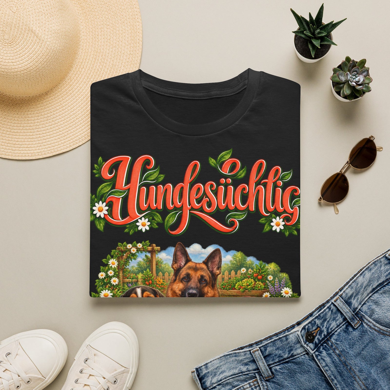 Personalisiertes T-Shirt – Hundesüchtig im Garten – Foto 14