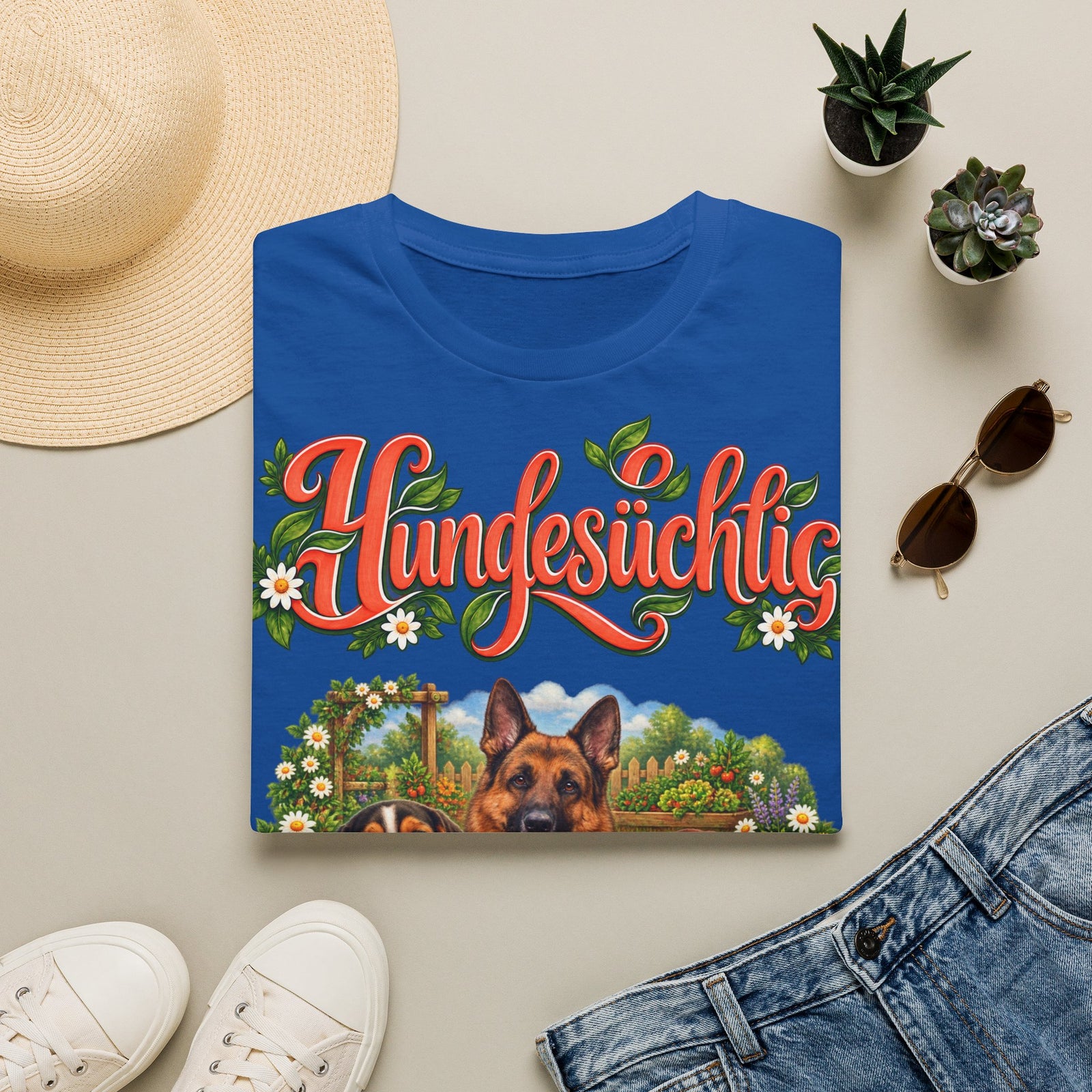 Personalisiertes T-Shirt – Hundesüchtig im Garten – Foto 5