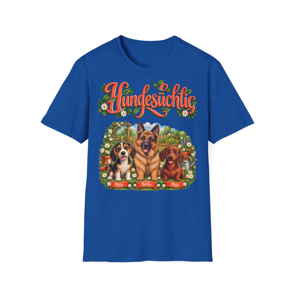 Personalisiertes T-Shirt – Hundesüchtig im Garten – Foto 4