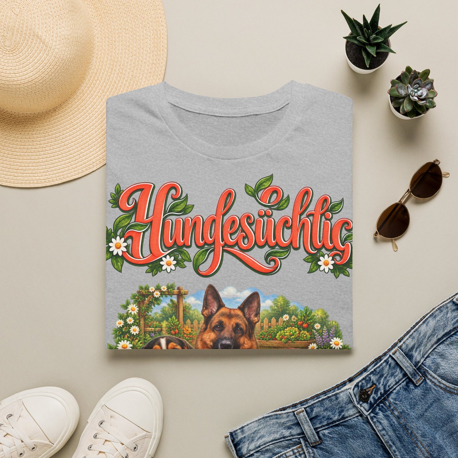 Personalisiertes T-Shirt – Hundesüchtig im Garten – Foto 8