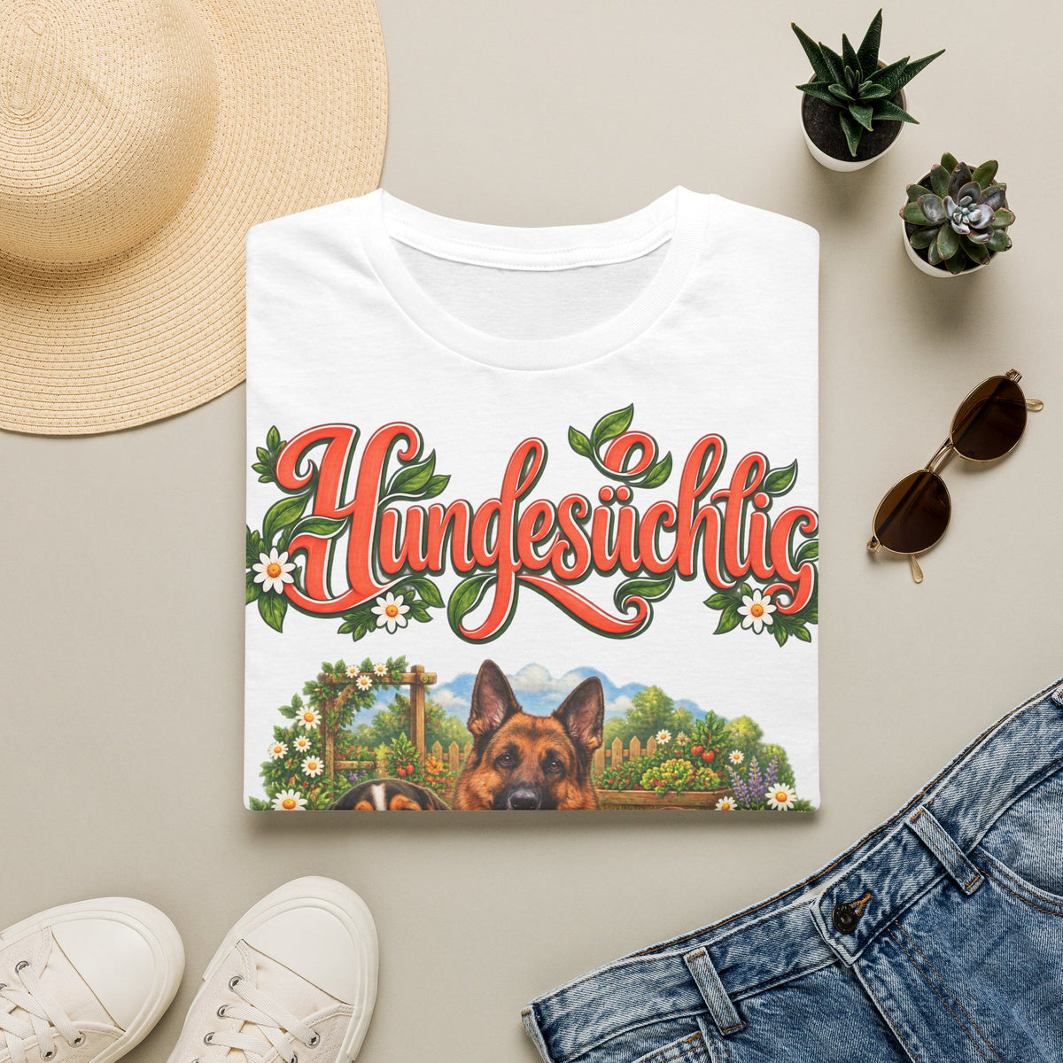 Personalisiertes T-Shirt – Hundesüchtig im Garten – Foto 11