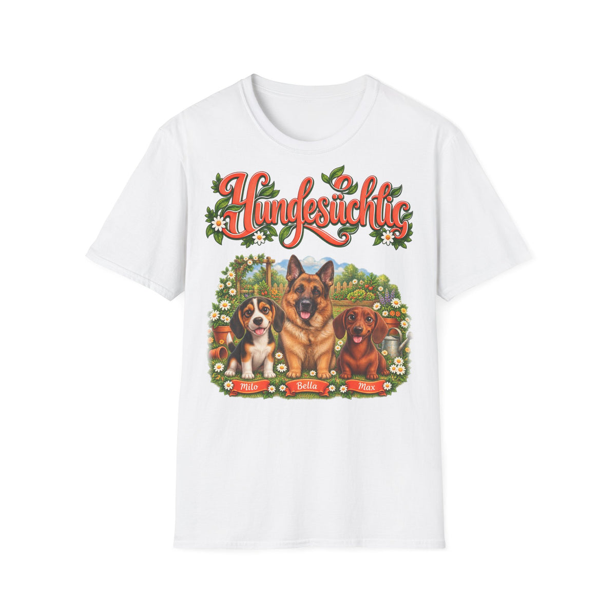 Personalisiertes T-Shirt – Hundesüchtig im Garten – Foto 10