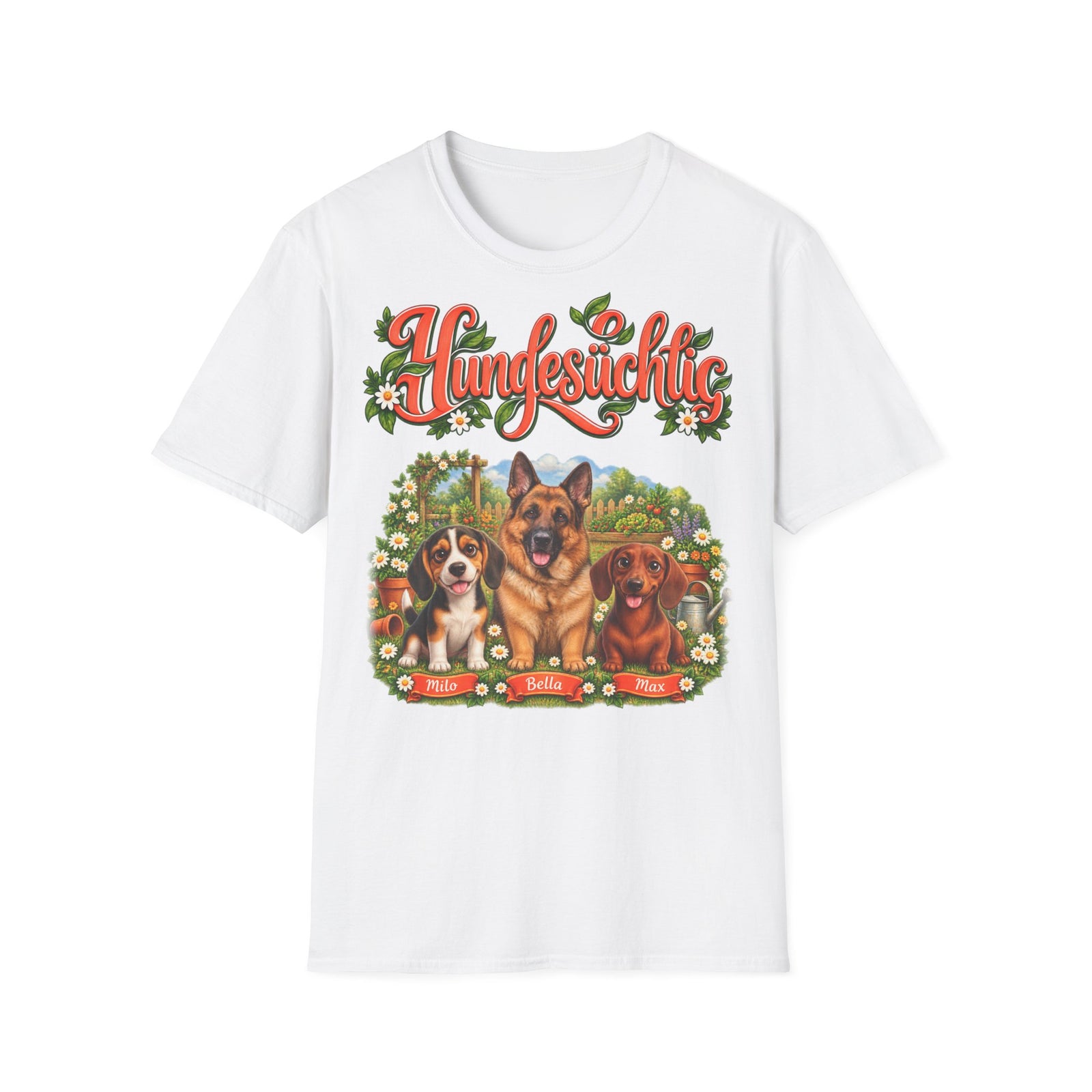 Personalisiertes T-Shirt – Hundesüchtig im Garten – Foto 10