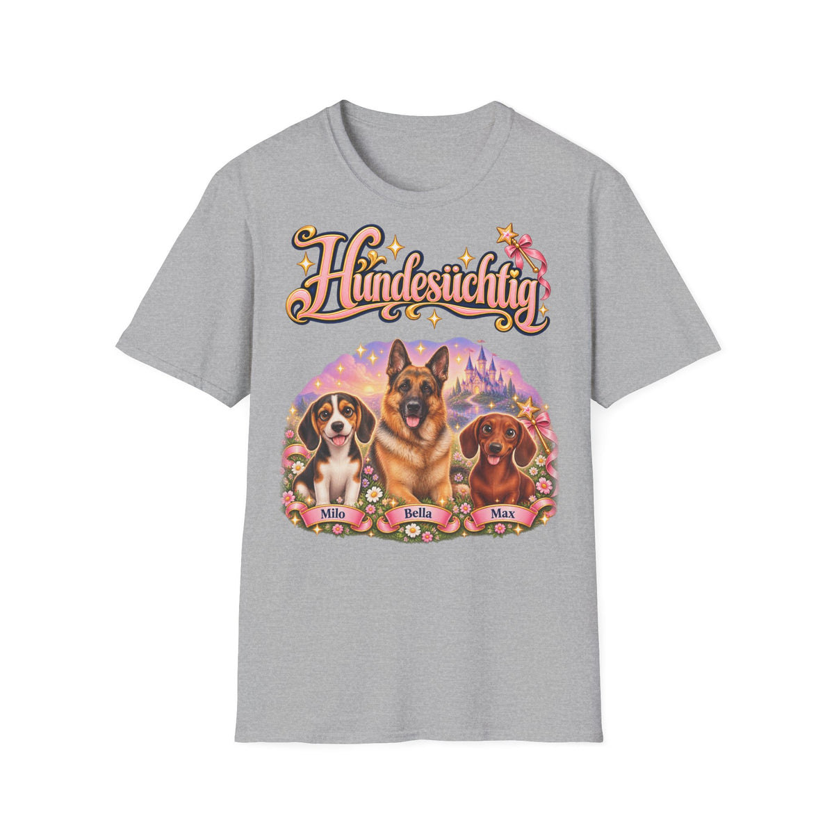 Personalisiertes T-Shirt mit Hunden – Hundesüchtig Märchenschloss – Foto 7
