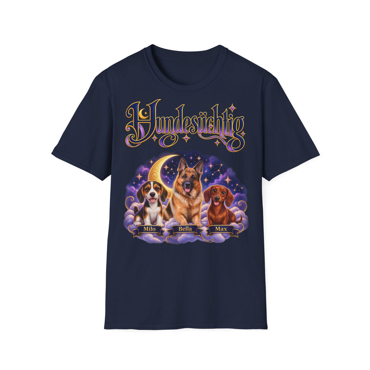 Personalisiertes T-Shirt mit Hunden – Hundesüchtig