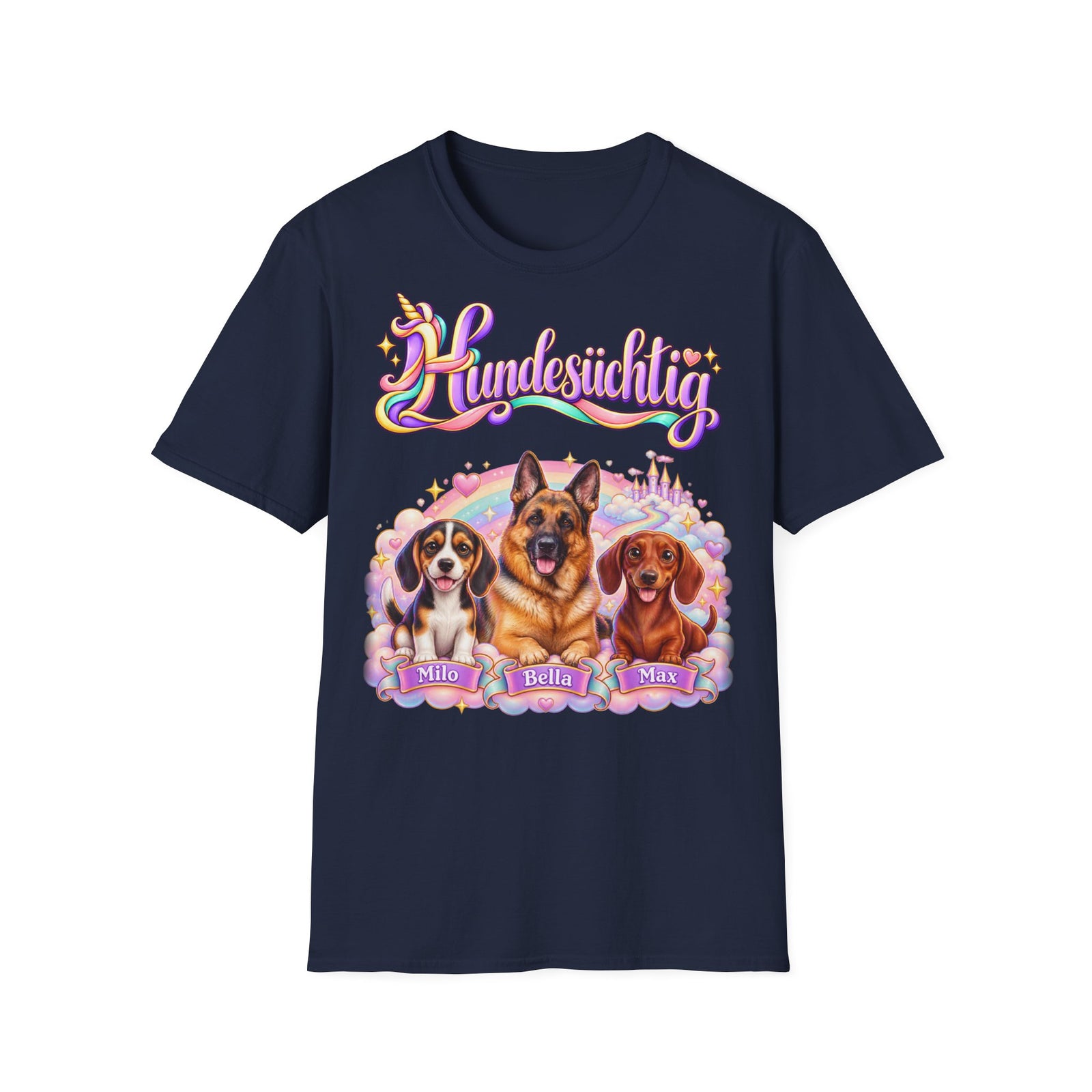 Personalisiertes lustiges T-Shirt – Hundesüchtig Einhorn