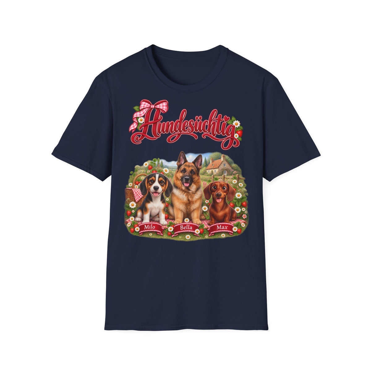 Personalisiertes T-Shirt – Hundesüchtig Erdbeer-Picknick