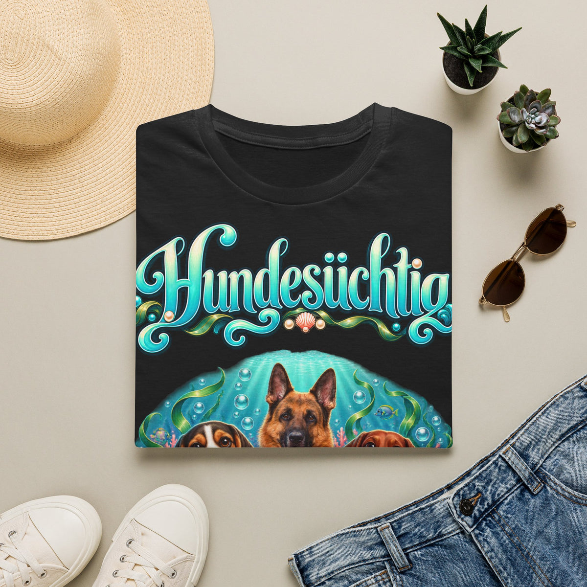 Personalisiertes T-Shirt mit Hunden – Hundesüchtig Unterwasser – Foto 14