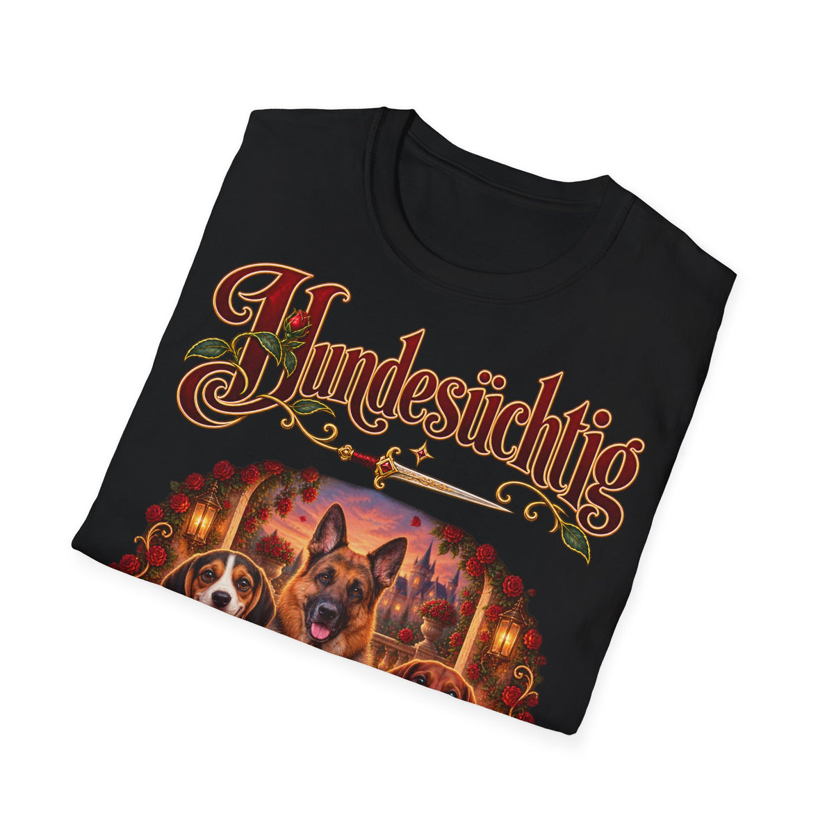 Personalisiertes T-Shirt – Hundesüchtig mit Rosen – Foto 15