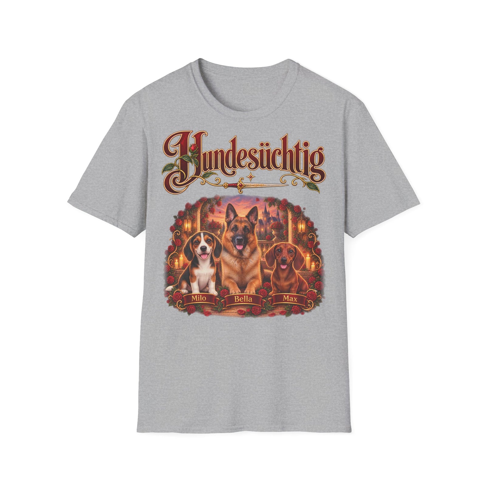 Personalisiertes T-Shirt – Hundesüchtig mit Rosen – Foto 7