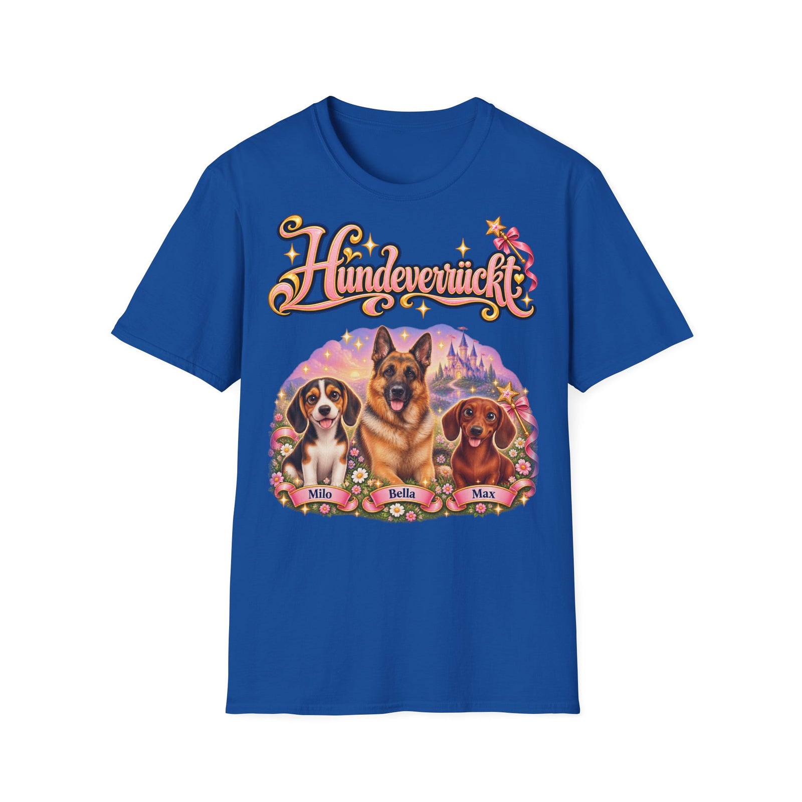 Personalisiertes T-Shirt mit Hunden – Hundeverrückt Märchenschloss – Foto 4