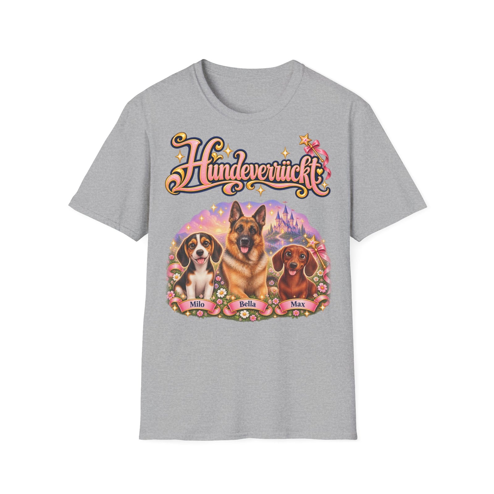 Personalisiertes T-Shirt mit Hunden – Hundeverrückt Märchenschloss – Foto 7
