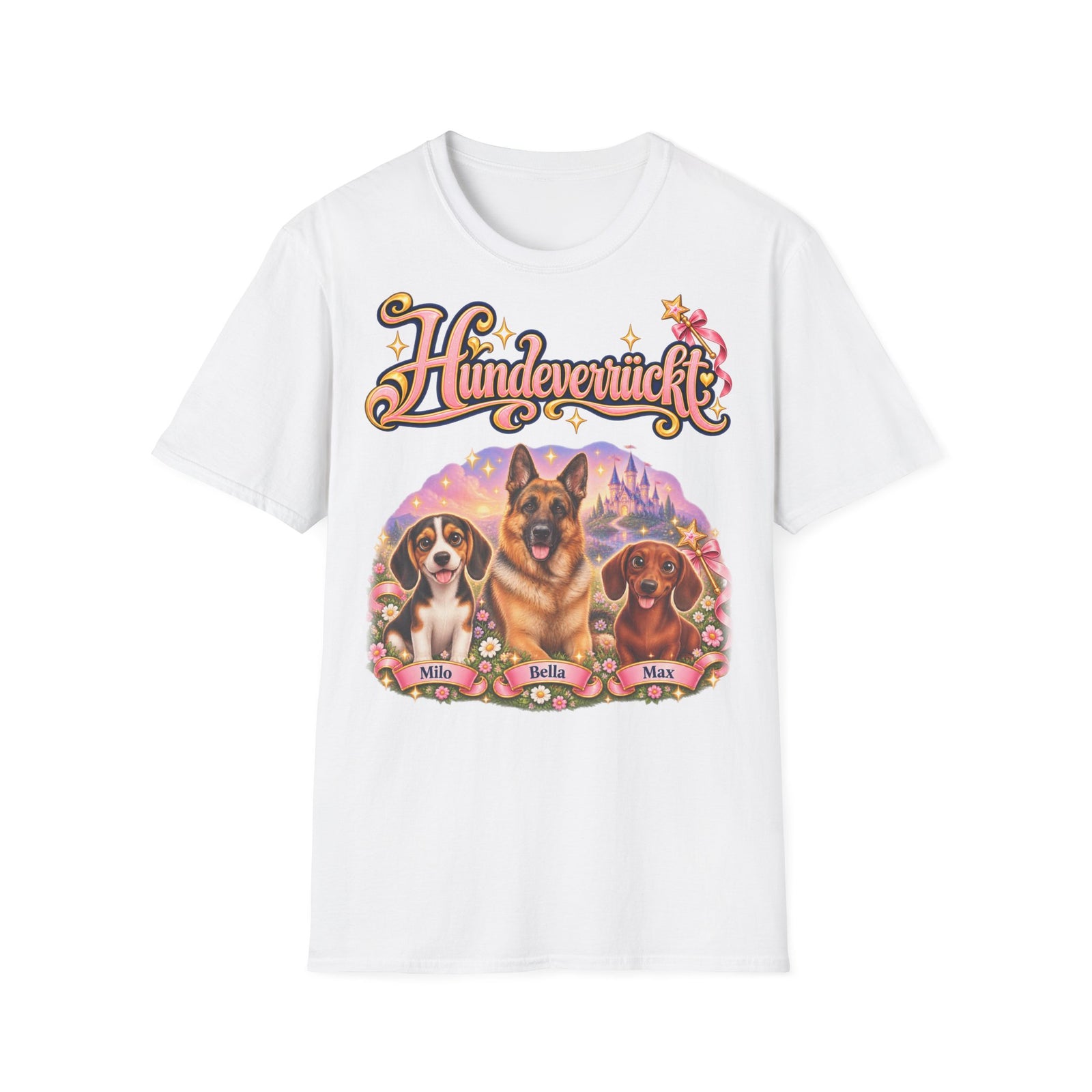 Personalisiertes T-Shirt mit Hunden – Hundeverrückt Märchenschloss – Foto 10