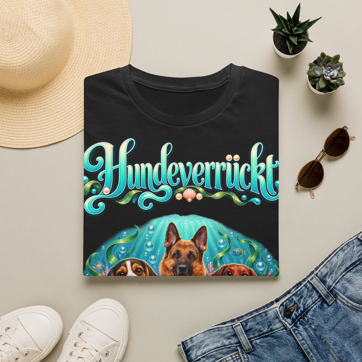Personalisiertes T-Shirt mit Hunden – Hundeverrückt Unterwasserwelt – Foto 14