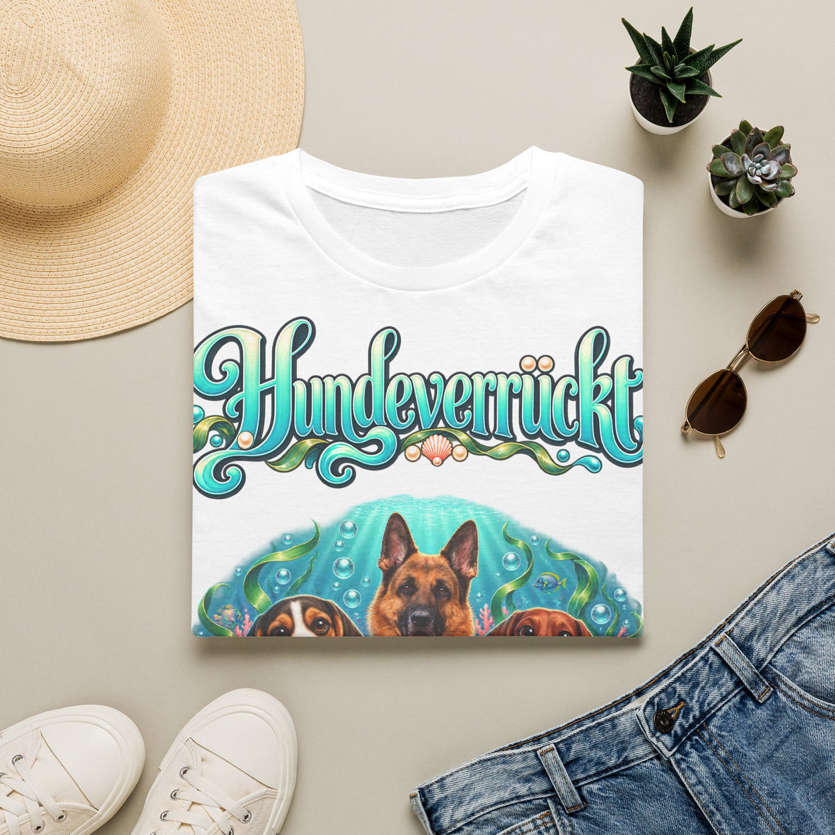 Personalisiertes T-Shirt mit Hunden – Hundeverrückt Unterwasserwelt – Foto 11