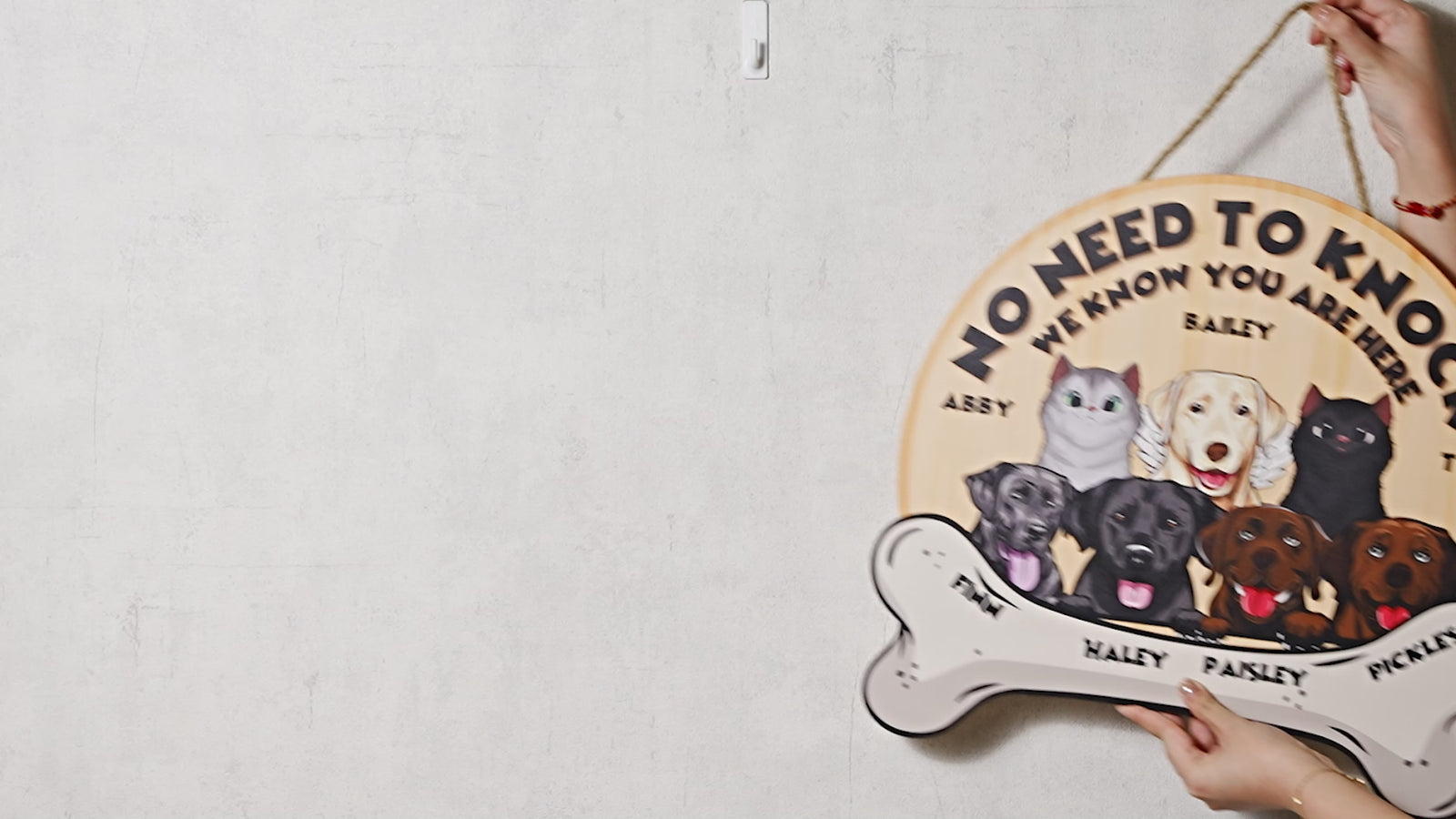 Personalized Pets Door Sign - No Need To Knock - Up to 9 Cats/Dogs